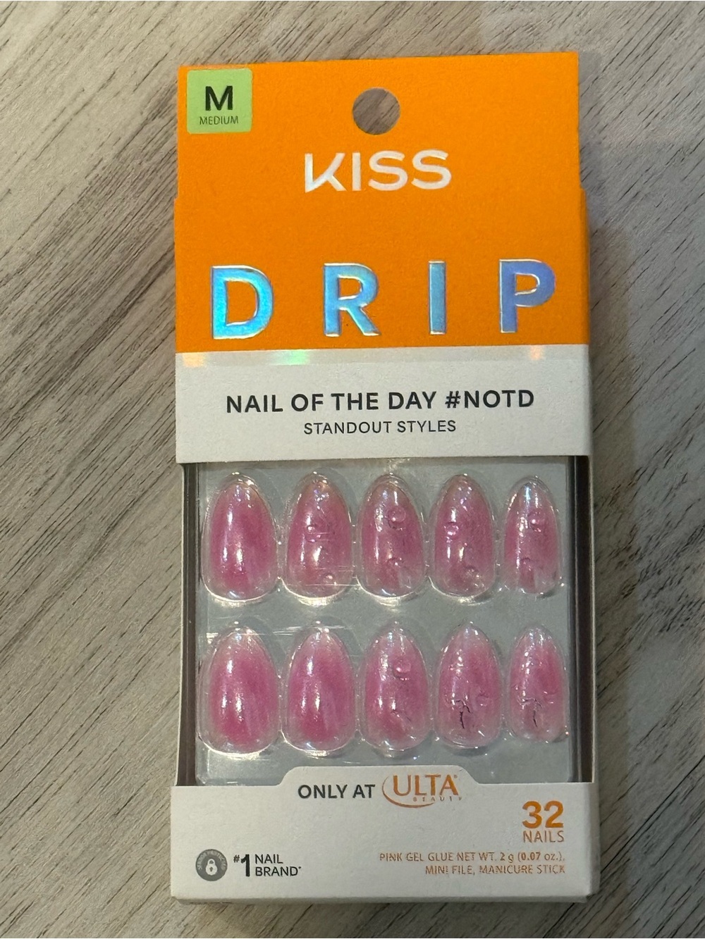 KISS Pink Drip Gel Press-On Nails - 32 Count